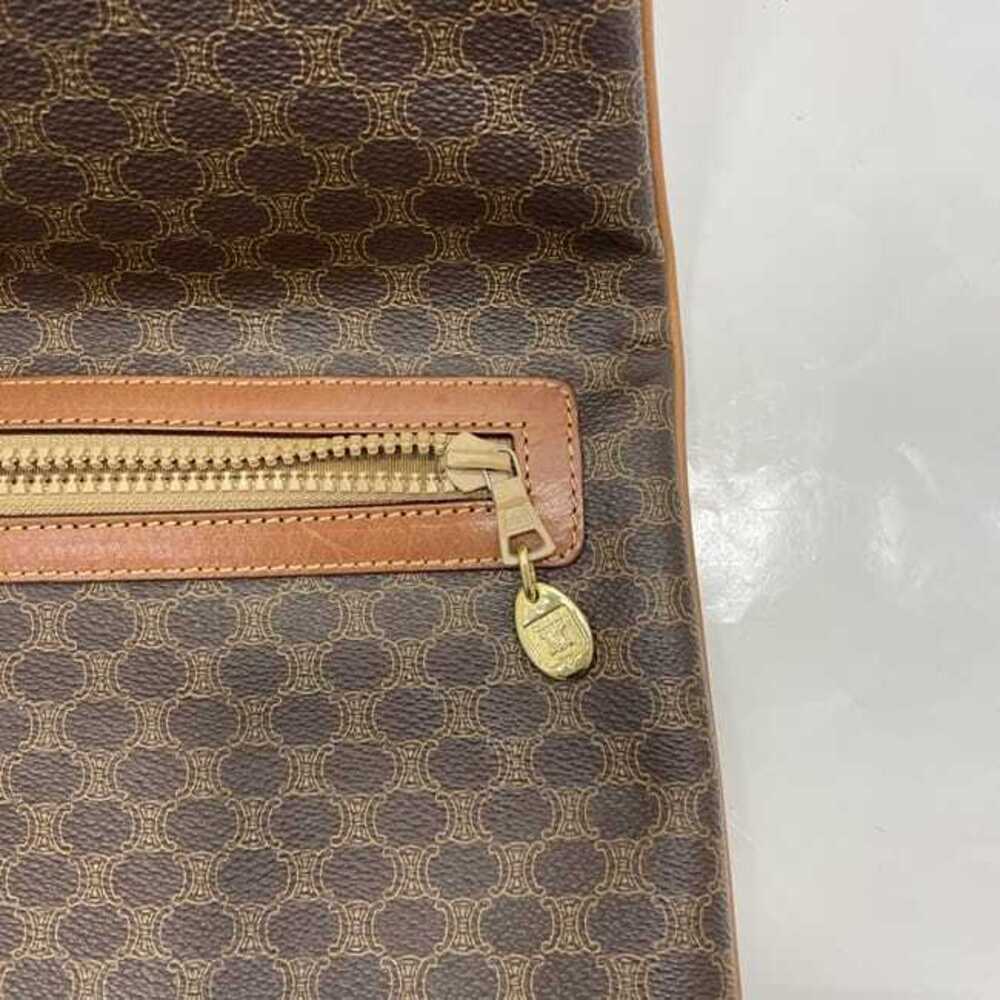 Celine Clutch Bag Brown Macadam Leather Handbag Logo All over Flap Magnetic - Picture 4 of 10